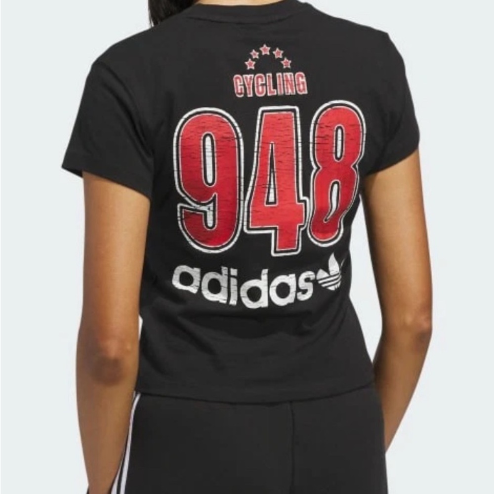 Adidas Women's Cyling Tee with Red Star Accents - Picture 2 of 7